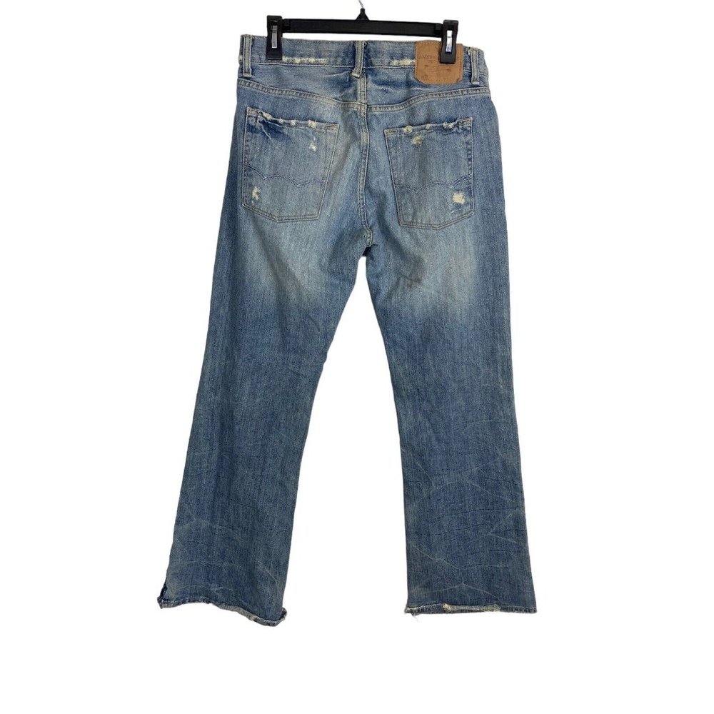 American Eagle Mens Jeans Size 31x30 Button Fly Destressed Holes Cut Hem - Picture 4 of 11